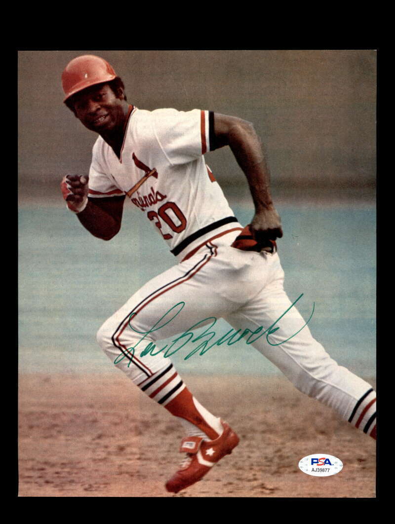 Lou Brock PSA DNA Coa Signed Vintage 8x10 Photo Poster painting Cardinals Autograph