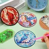 8Pcs DIY Bird Diamond Painting Wooden Coasters