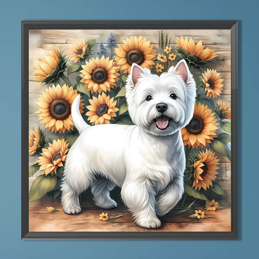Diamond Painting - Full Round Drill - Sunflower Dog(Canvas|40*40cm)