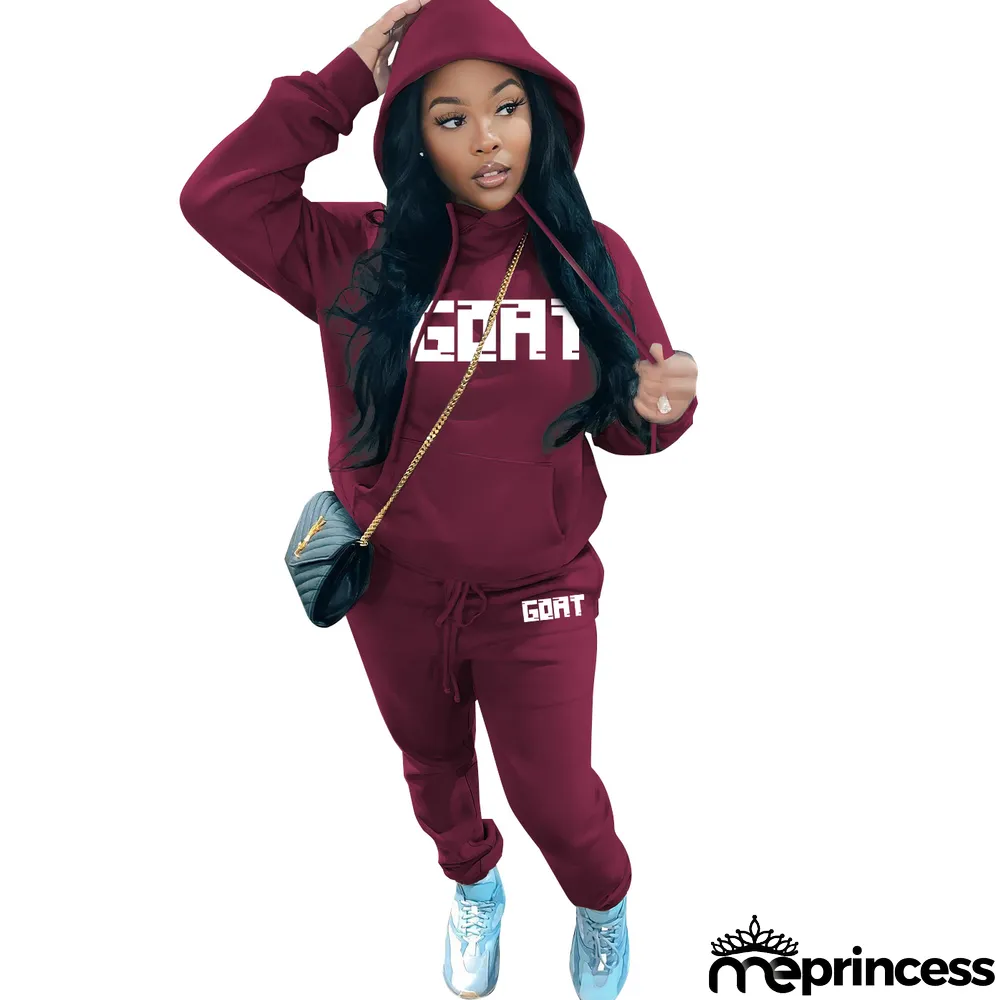 Women's Fashion Casual Fleece Hoodies Two-Piece Hoodie Tracksuit