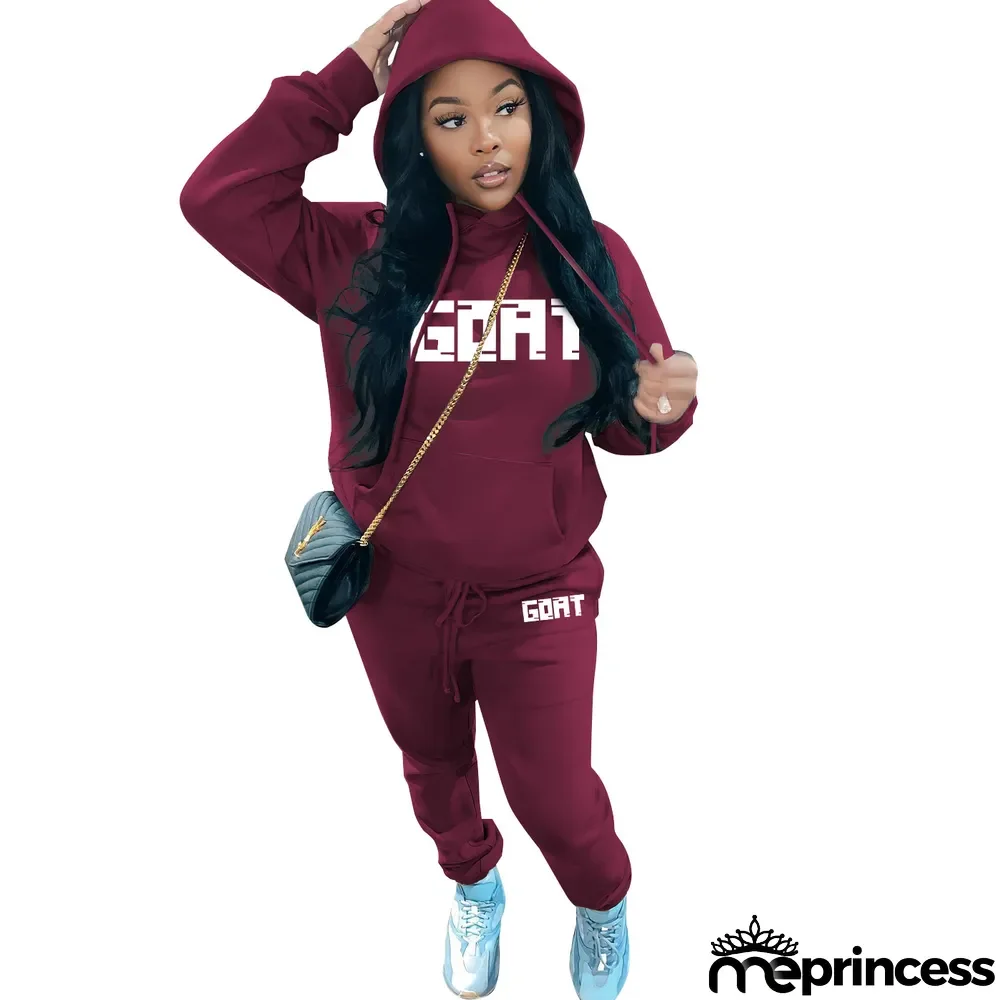 Women's Fashion Casual Fleece Hoodies Two-Piece Hoodie Tracksuit