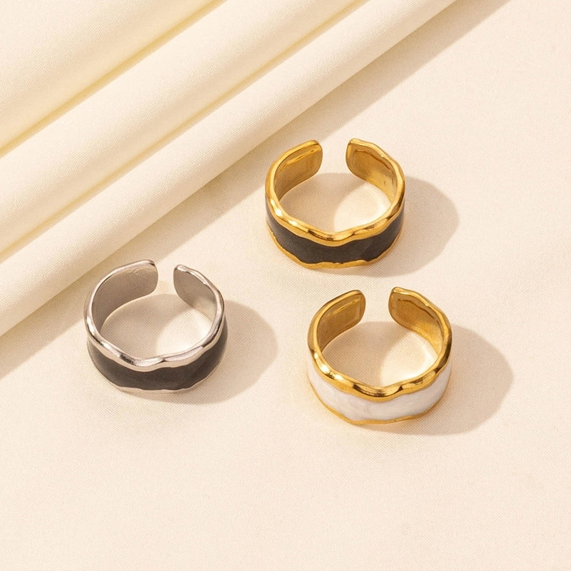Basic Modern Style Classic Style Geometric 304 Stainless Steel Polishing Enamel Open Rings
