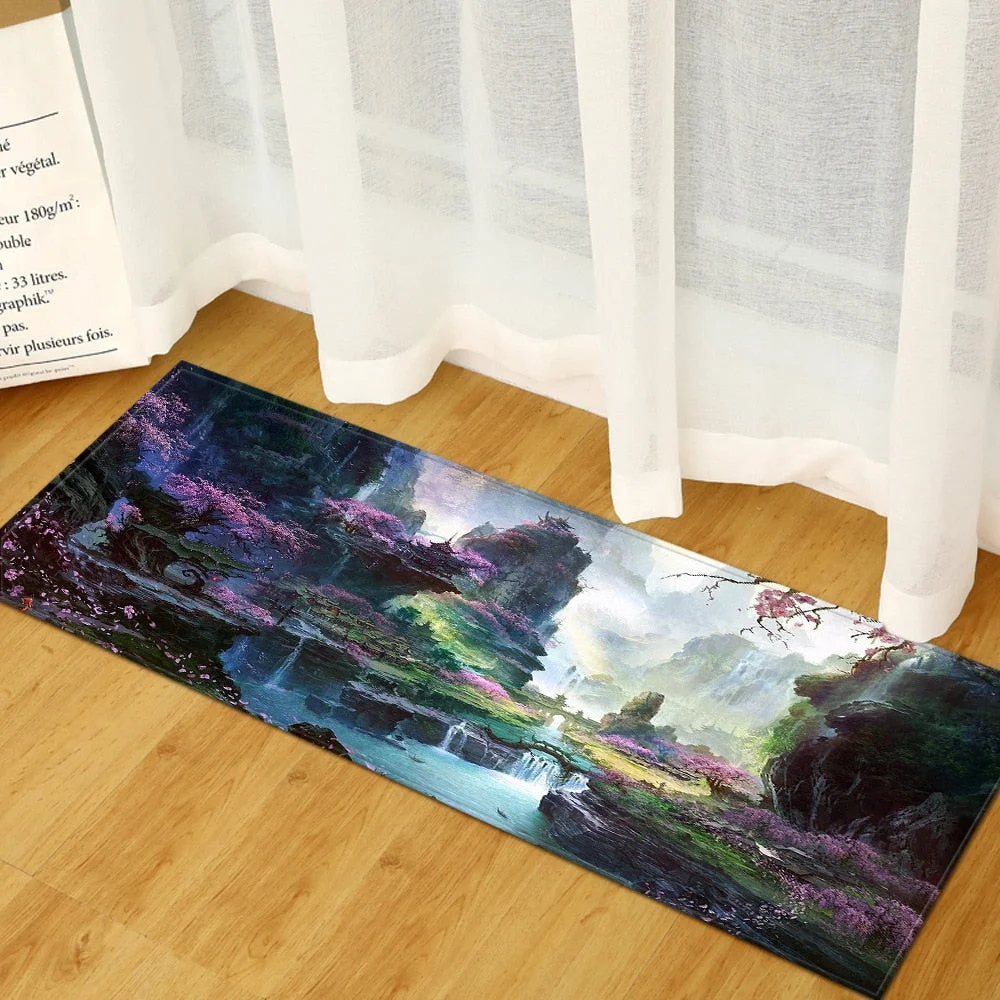 Nordic Kitchen Carpet Bedroom Doormat Entrance Home Hallway Floor Mat 3D Landscape Pattern Bathroom Anti-Slip Absorb Water Rug