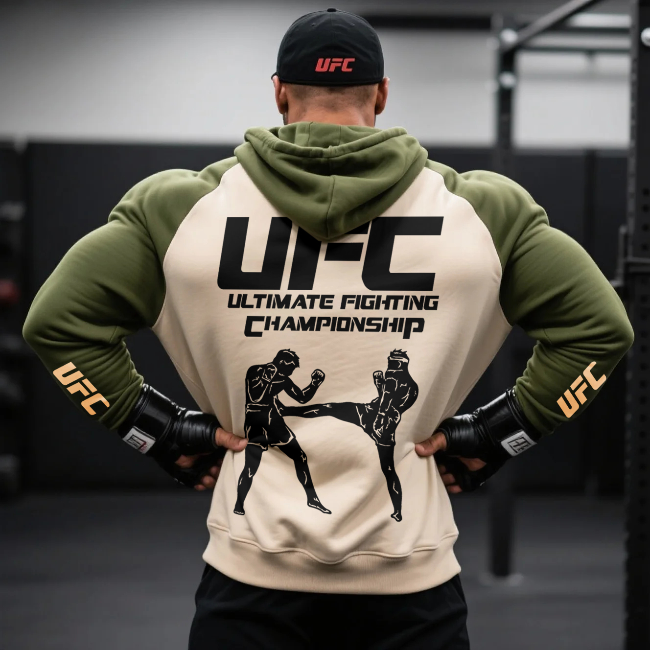Large Size Loose And Comfortable Raglan Long Sleeve Contrast Color Hooded Sweatshirt Fitness Sports Fighting Sweatshirt / TECHWEAR CLUB / Techwear