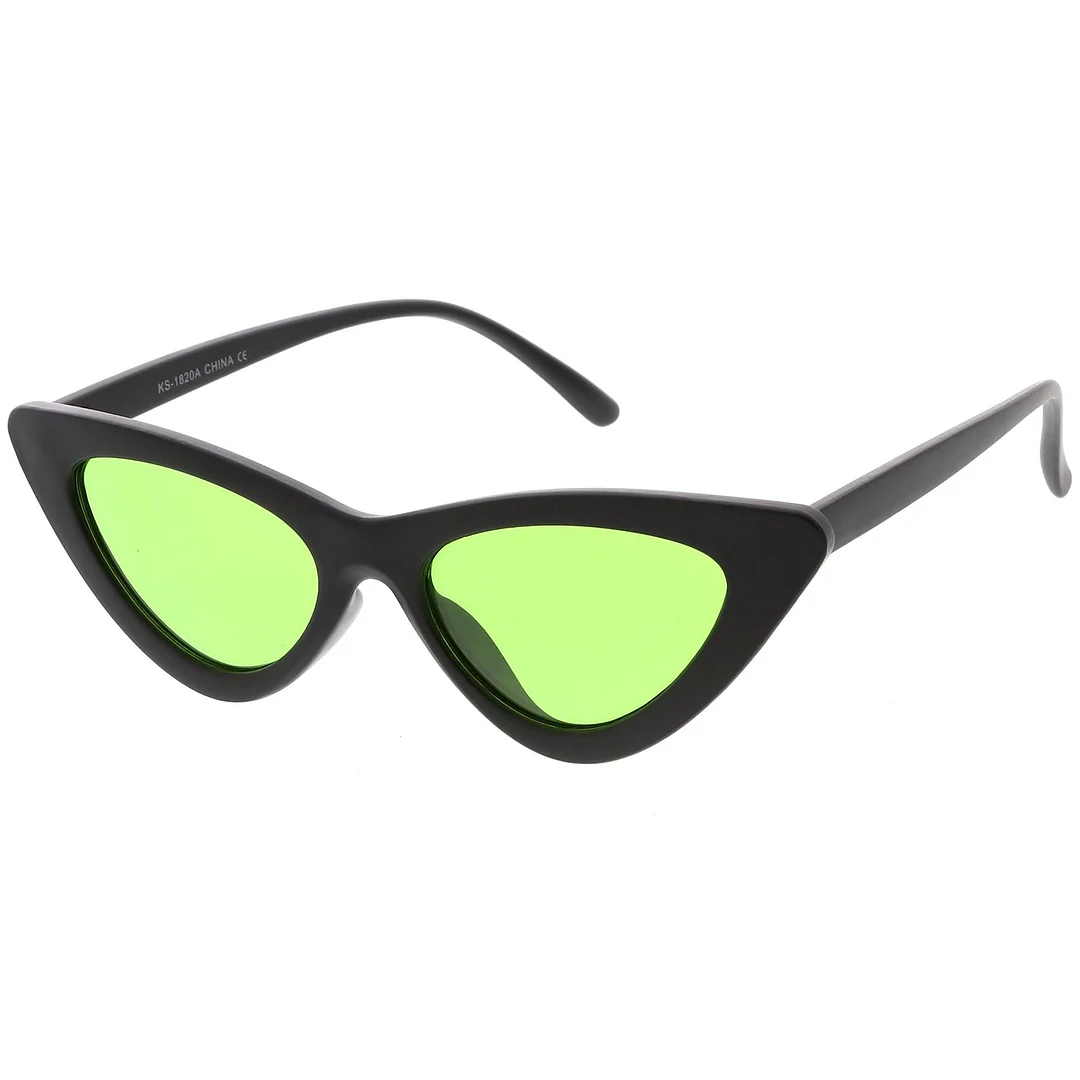 Womens Exaggerated Slim Black Frame Cat Eye glasses Color Tinted Lens 48mm