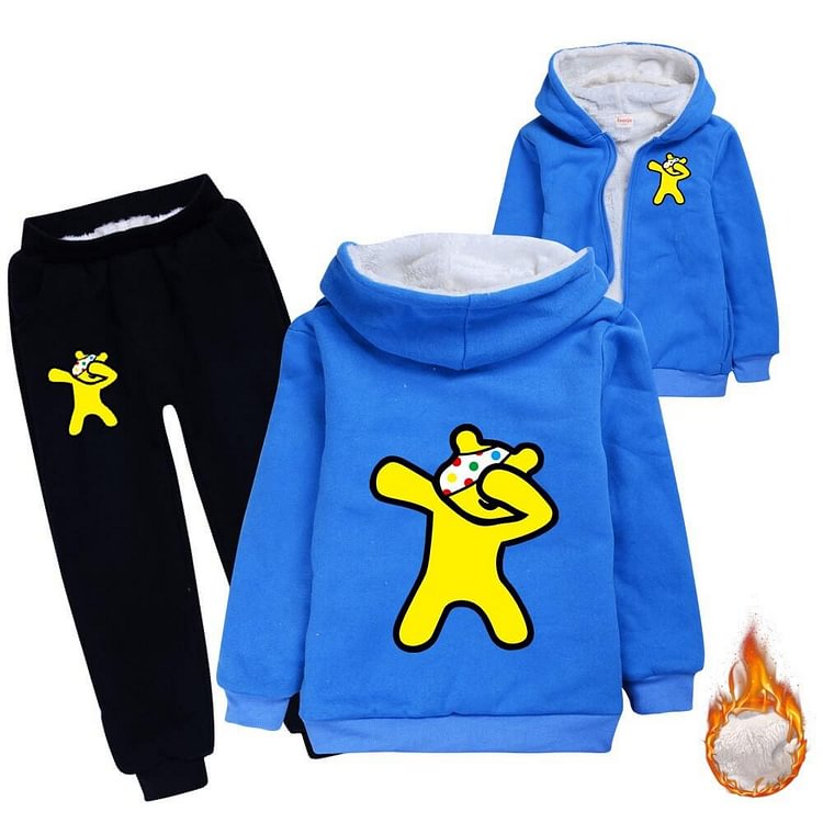 Mayoulove Do The Floss Pudsey Dabbing Print Girls Boys Lined Hoodie N Sweatpants-Mayoulove