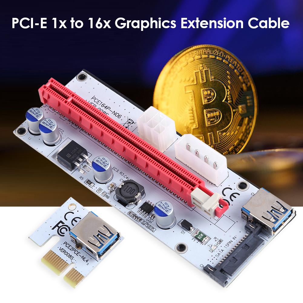 

PCI-E GPU Riser Card Extender PCI Express 1X to 16X Adapter for BTC Miner, 501 Original