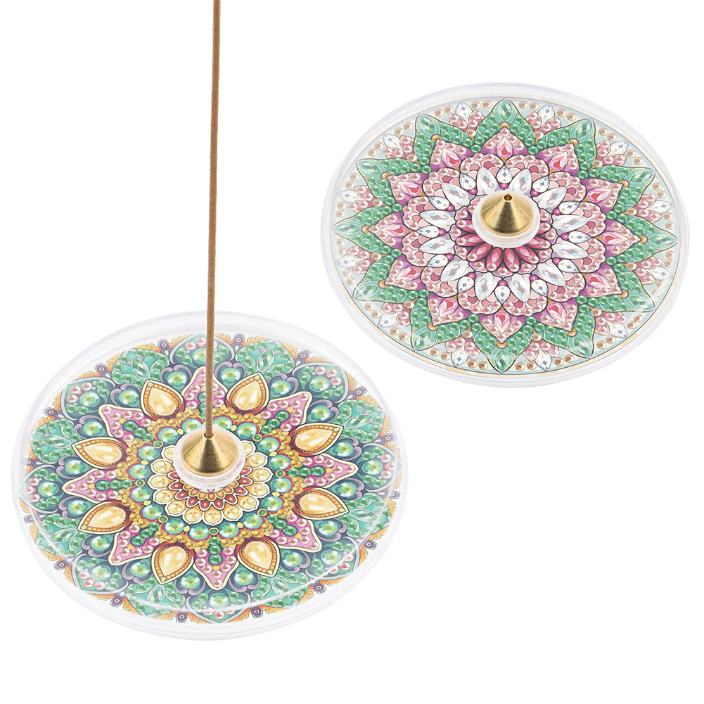 2Pcs Acrylic Special Shaped Mandala 5D DIY Diamond Painting Incense Stick Holder