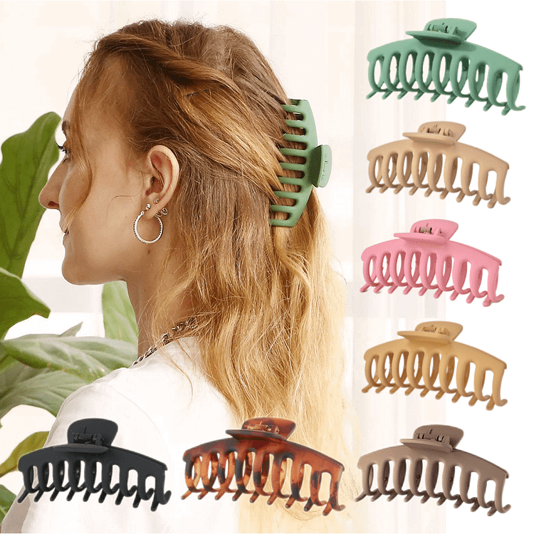 7Pack Big Hair Claw Clips 4.3 Inch Non Slip Large Claw Clip Strong Hold Hair Clips for Women and Girls Thin Hair Thick Hair