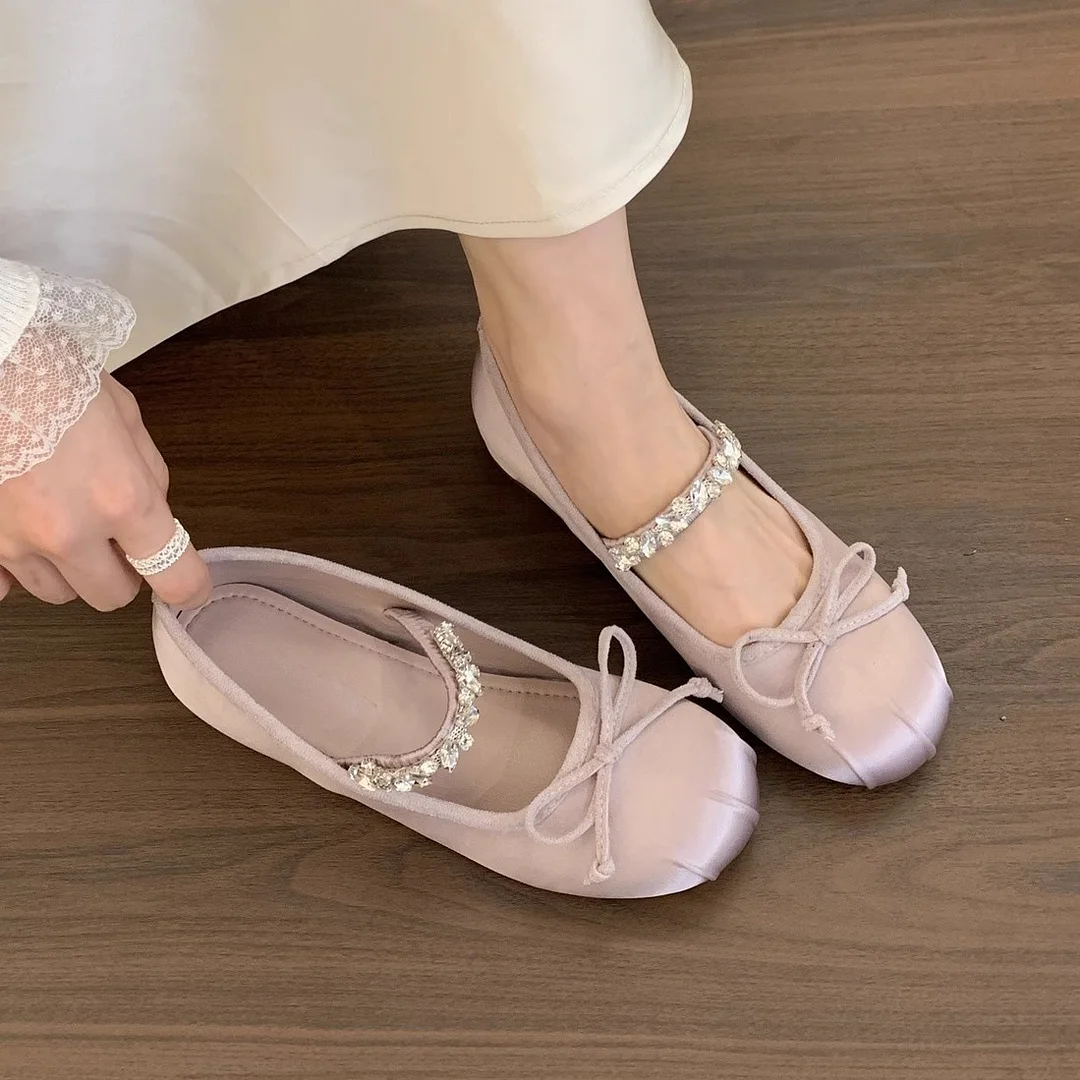 Breakj Breakj Height Raised Small Silk Satin Single Shoes Women 2025 New Spring And Autumn French Retro Ballet Style Thick-Soled Mary Treasure Shoes