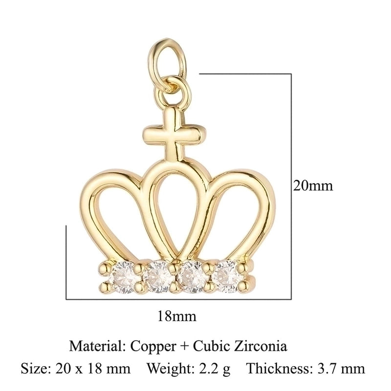 3 Pieces Copper Zircon 18K Gold Plated Cross Moon Eye