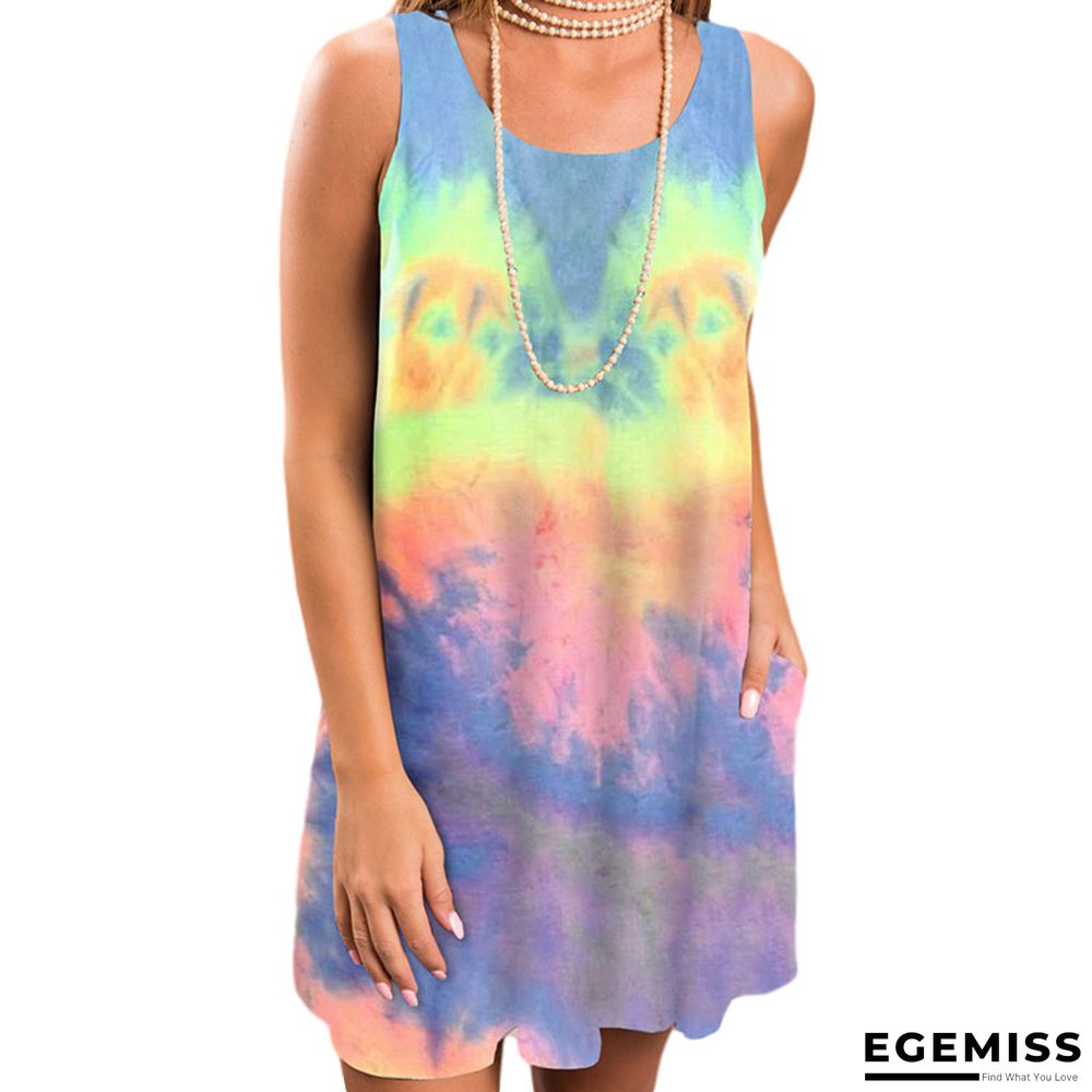 Dress Floral Print Sleeveless Round Neck Loose Dress for Women | EGEMISS