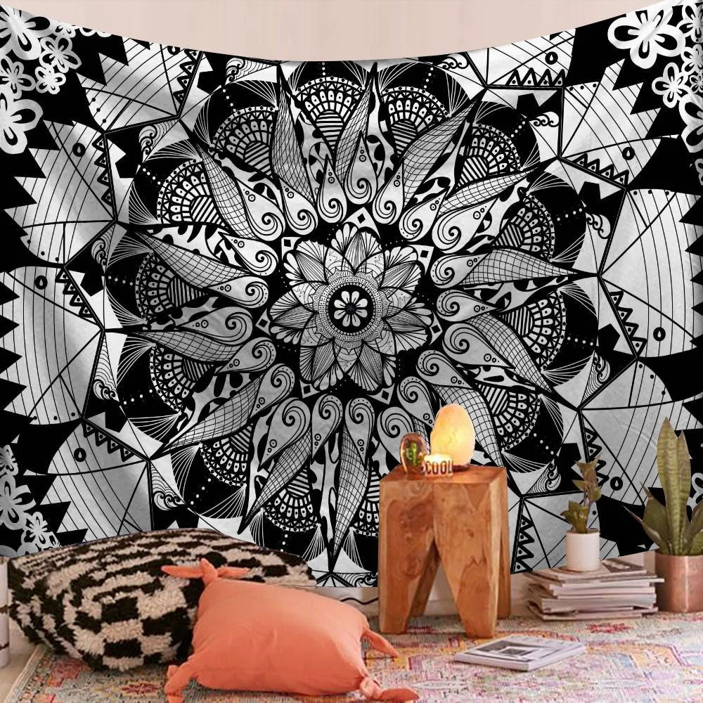 Indian Mandala Wall Hanging Tapestry Bohemian Sandy Beach Throw Rug Blanket Camping Tent Sleeping Pad Tapestries 95x73cm