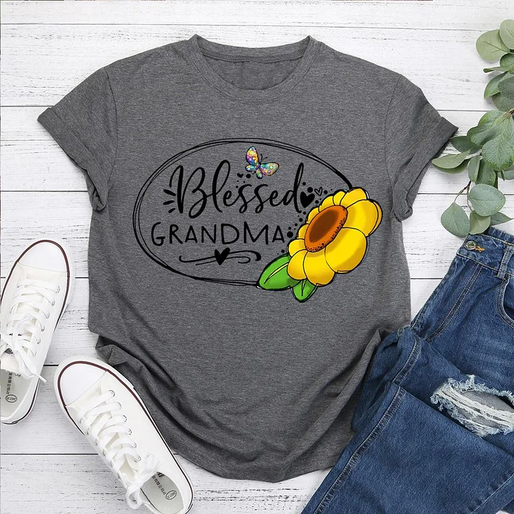 Blessed Grandma Sunflower T-Shirt-07952