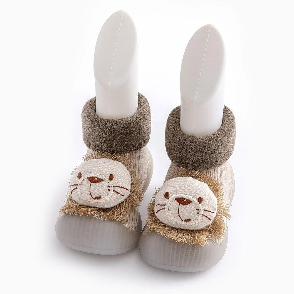 Winter Warm Baby Shoes Girl Boy Rubber Sole Anti-slip Infant Shoes Cartoon Animal Toddler Booties Newborn Baby Knit Sock Shoes