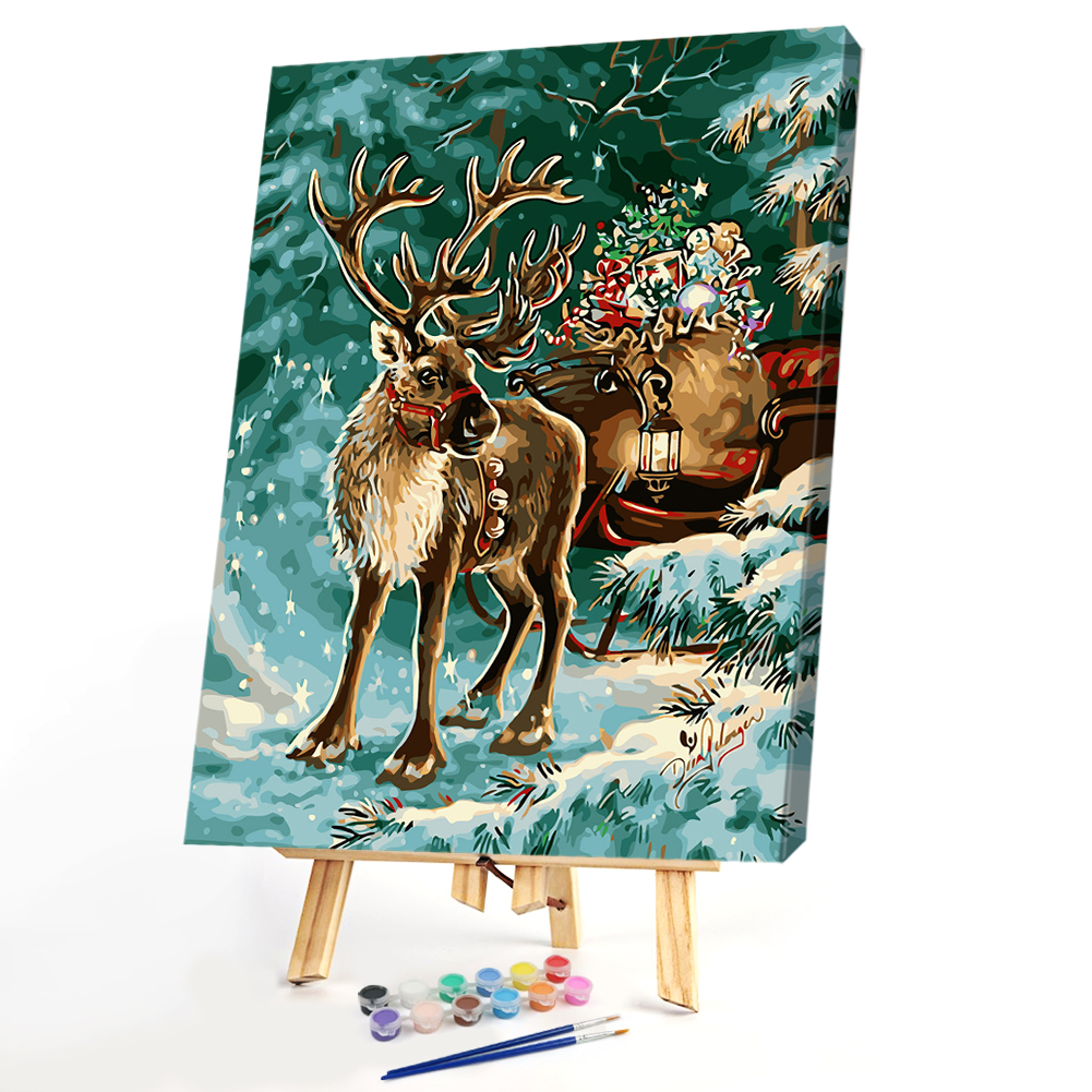 

40*50cm - Paint By Numbers - Christmas Deer, 501 Original
