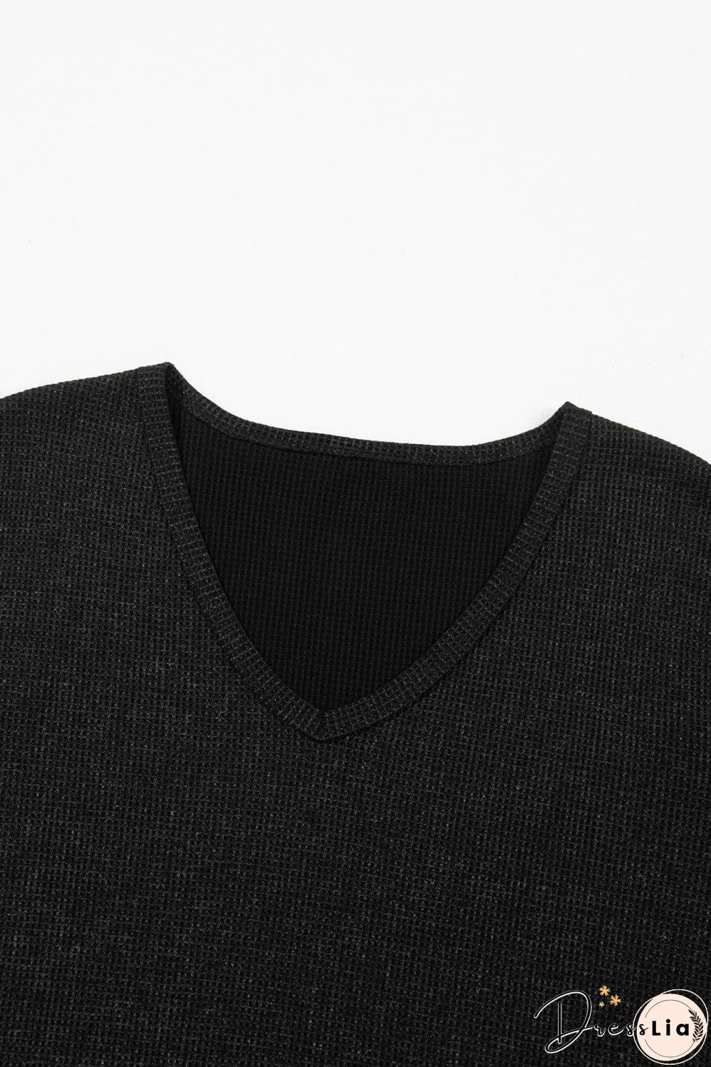 Solid Color Ribbed Knit T-Shirt
