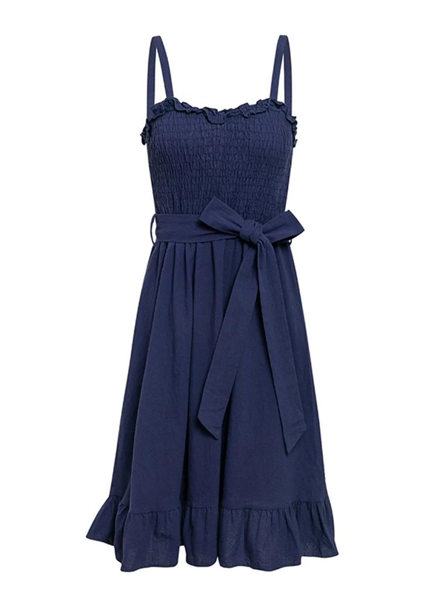 Womens Slip Dress Ruffled Sexy Midi Dress