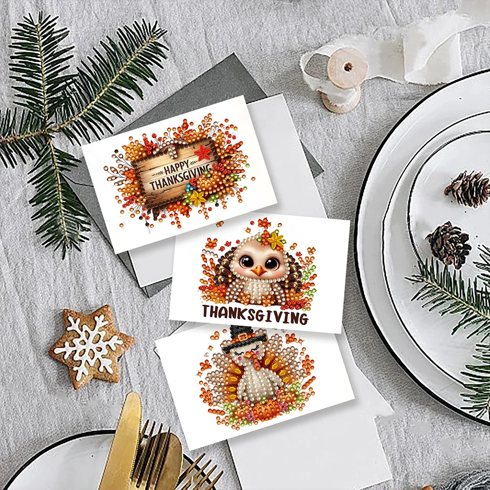 10pcs DIY Diamond Painting Crystal Scratch Card Party Gift Card (Thanksgiving)