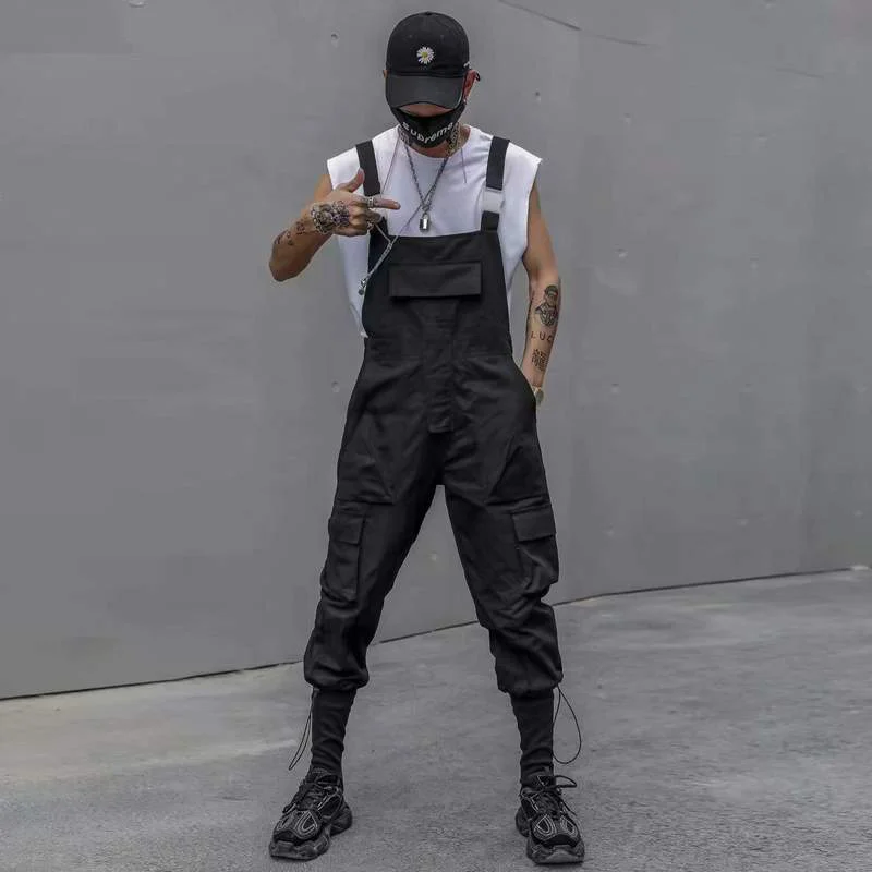 Project-X Dark Tekky Style Suspender Trousers Pants Techwear Shop