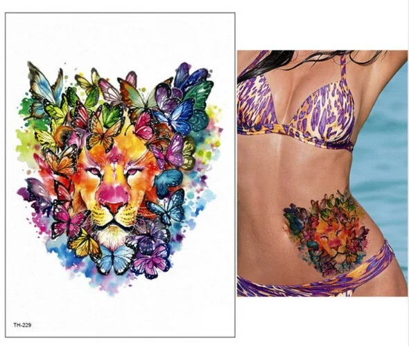 21*15cm NEW Temporary Tattoo Sticker cute leopard wolf tiger animals pattern Waterproof body art fake tattoo women men DIY paint