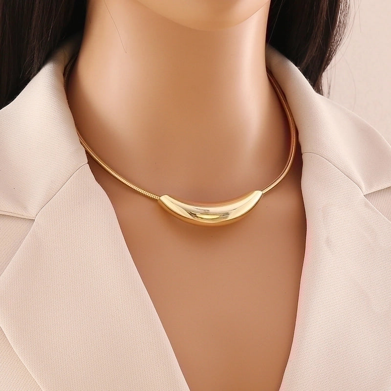 Commute Solid Color Stainless Steel Plating 18K Gold Plated Choker