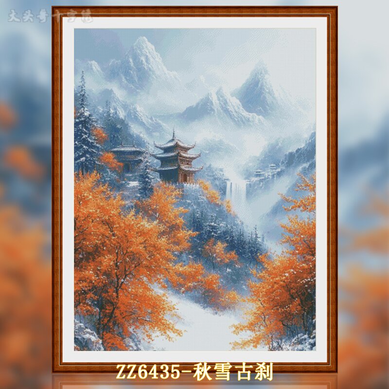 [ZZ6435-Autumn Snow Ancient Temple] Painting Fairy Cross Stitch