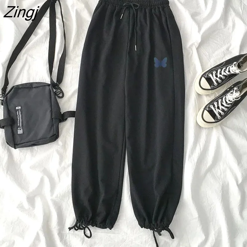 Zingj Pants Women Drawstring Korean Style Loose Harem Trousers Ankle-length Streetwear Vintage Kpop Daily Retro Leisure Fashion