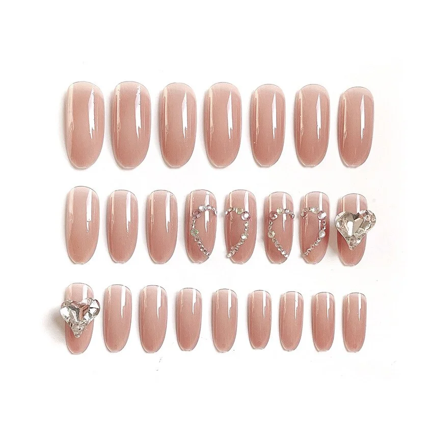 24pcs French False Nail With Rhinestones Summer Nail Tips Press on Nail Sky White Cloud Fake Nails with Glue Ballet Nail Art-Nail Inspo