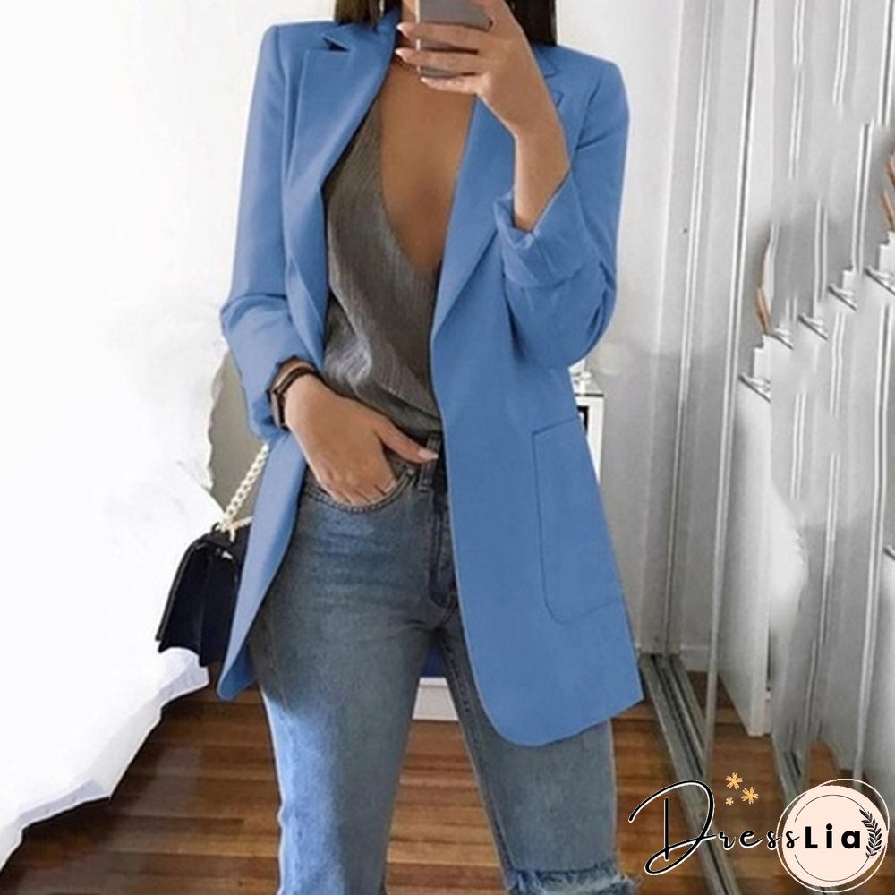Fashion Women's Blazer Casual Jacket Coat Business Suit Long Spring Tops