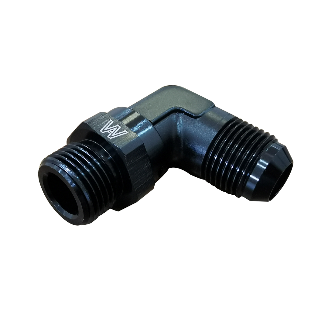 Alloyworks -10AN Flare To -10 ORB Male 90° AN Flare Aluminum SWIVEL Fitting BLACK