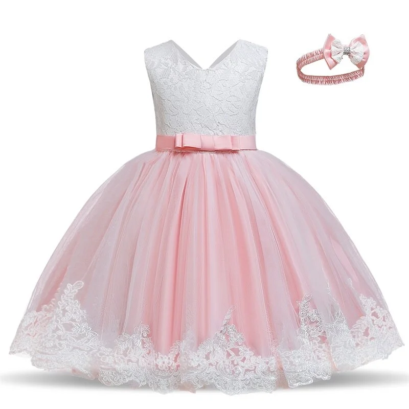 Uveng Flower Lace Baby Girl Dress Wedding Party Children Girls Clothing 0-8 Years Princess Pageant Kids Dresses for Girls Costume