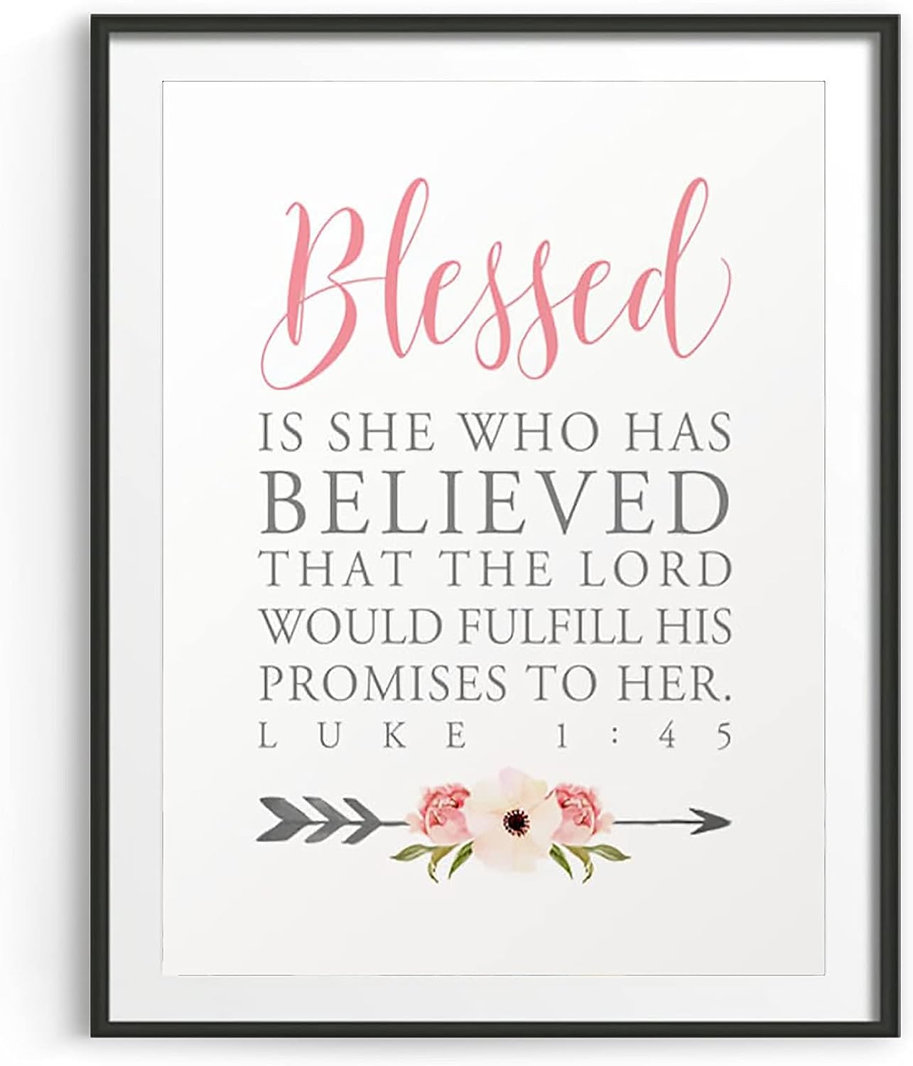 Windrain Baby Room Wall Decor,Nursery Wall Art Canvas,Bible Verse Wall Art Art,Blessed Is She Who Has Believed,Luke,Baptism Decor,Christian Wall Art,Scripture Wall Art,12x16inch 12x16 inch=20x30 cm