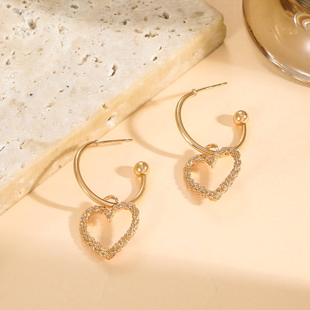 Skeleton Heart Gold-Plated Earrings
