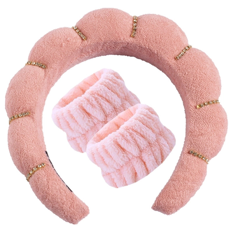 Minimalist Women’s Color Block Towel Velvet Spa Headband