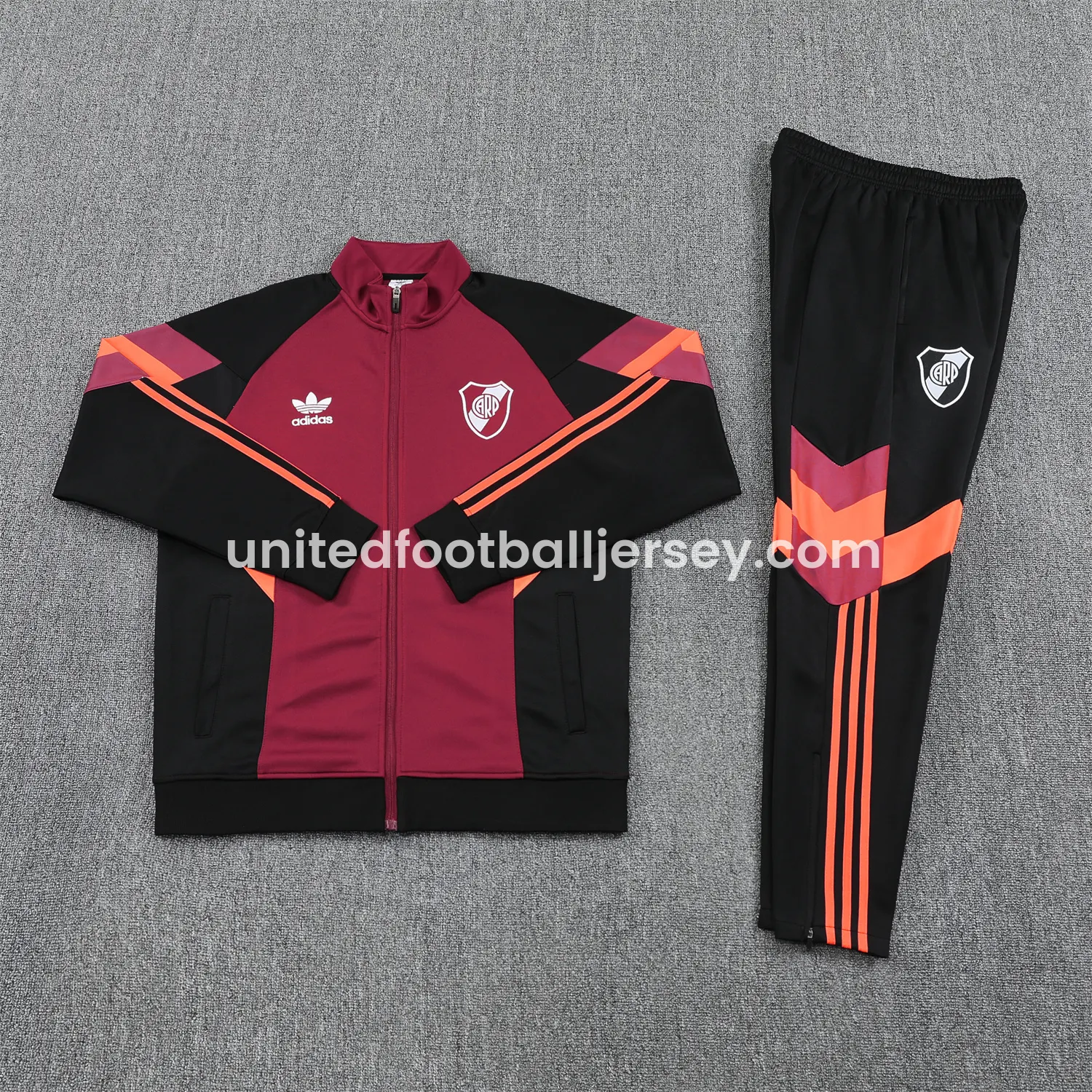 River Plate 25-26 Terrace Jacket Training Tracksuit - Deep Red Jackets & Black Pants