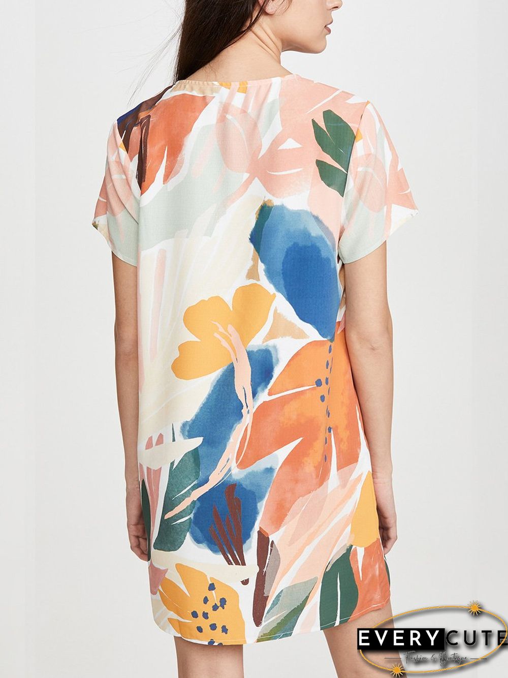 Abstract print shift mini dress P10024