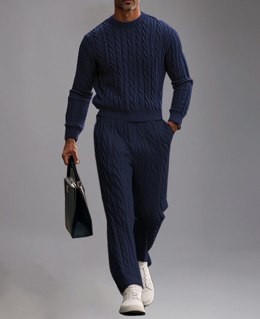 Okaywear Cable Knitted Sweater & Pants 2Pcs Set