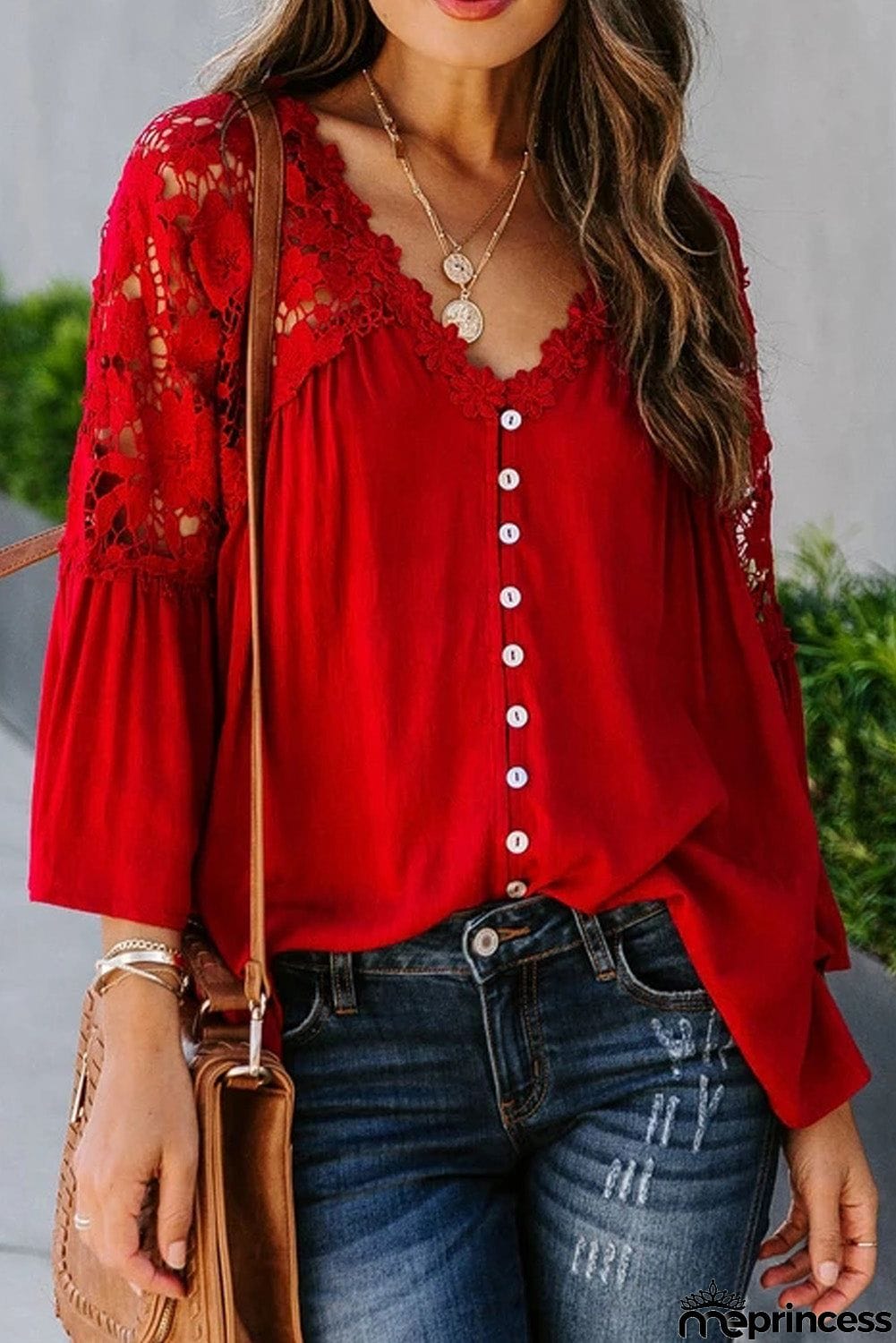 Crochet Lace Button Top