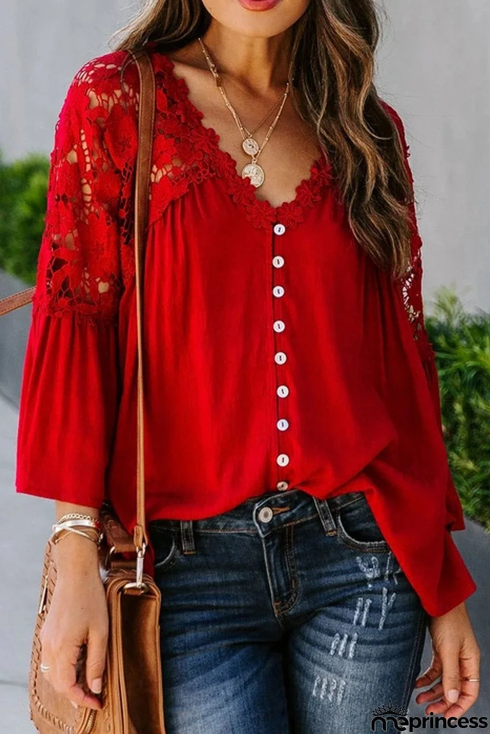 Crochet Lace Button Top