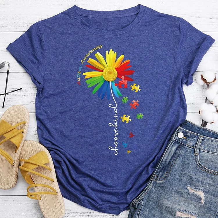 Choose Kind Autism Awareness Sunflower teacher  T-Shirt Tee-06997