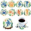 8Pcs Diamond Painting Wooden Marine Life Coaster Diamond Art Kit w/ Holder No-Slip Decor