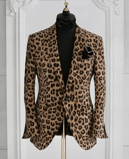 Okaywear Fashion Leopard Pattern Notch Lapel Pockets One Button Blazer ...