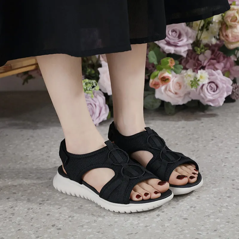 Women&lsquo;s Mesh Hollow Wide Elastic Adjustable Arch Support Casual Sandals Shoes 