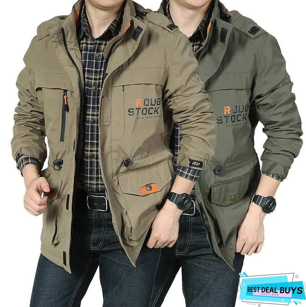 Bomber Jacket Men Multi-pocket Waterproof Military tactical Jacket Cap Windbreaker Men Coat Outdoor storm wear