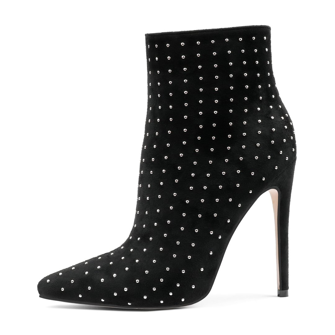 100mm/120mm Women's Closed Pointed Toe Heels Stilettos Ankle Boots Suede Shoes-MERUMOTE