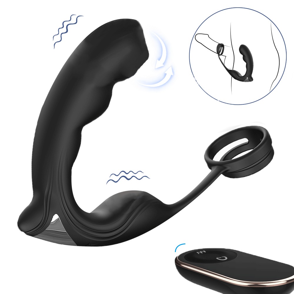 Noel - 5 Inches 9 Vibrating Modes Prostate Massage with Moving Ball & Delayed Ejaculation Ring Anal Butt Plug Vibrator By Rose Toy