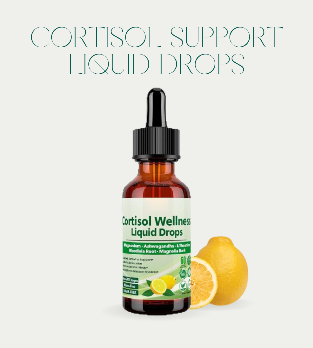 Cortisol Support Liquid Drops – 17-in-1 Herbal Complex with Magnesium, Ashwagandha & L-Theanine – 60ml