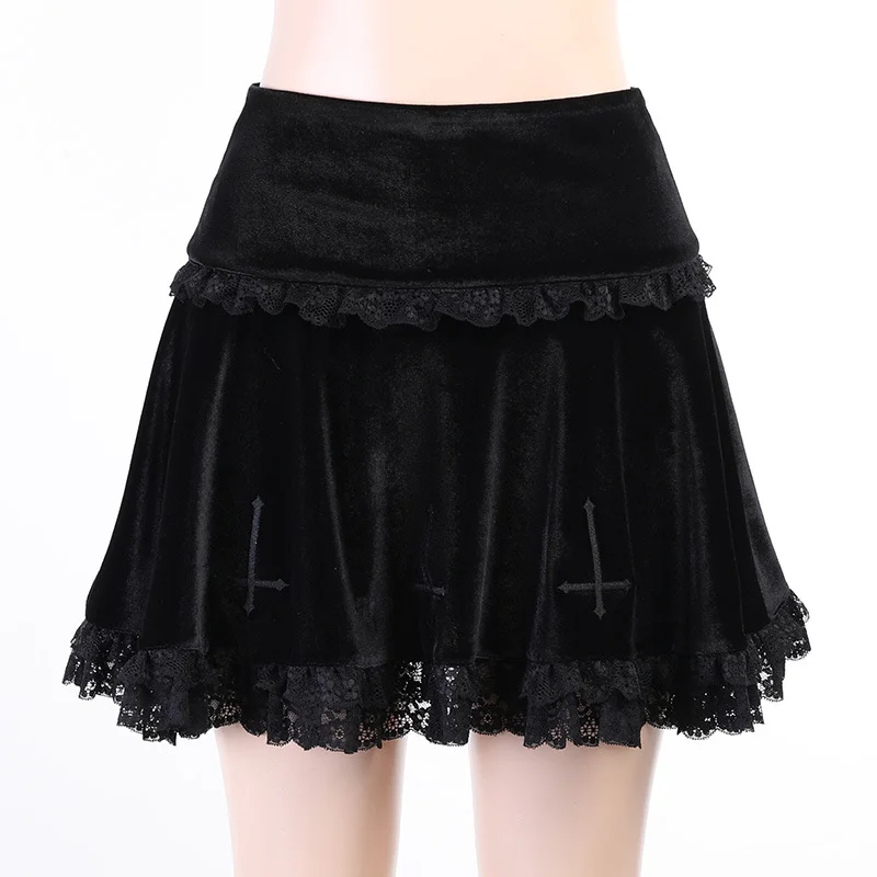 Ueong Summer New Women's Dress Short Skirt Fashion Sexy Slim Embroidered Lace High Waist Skirt