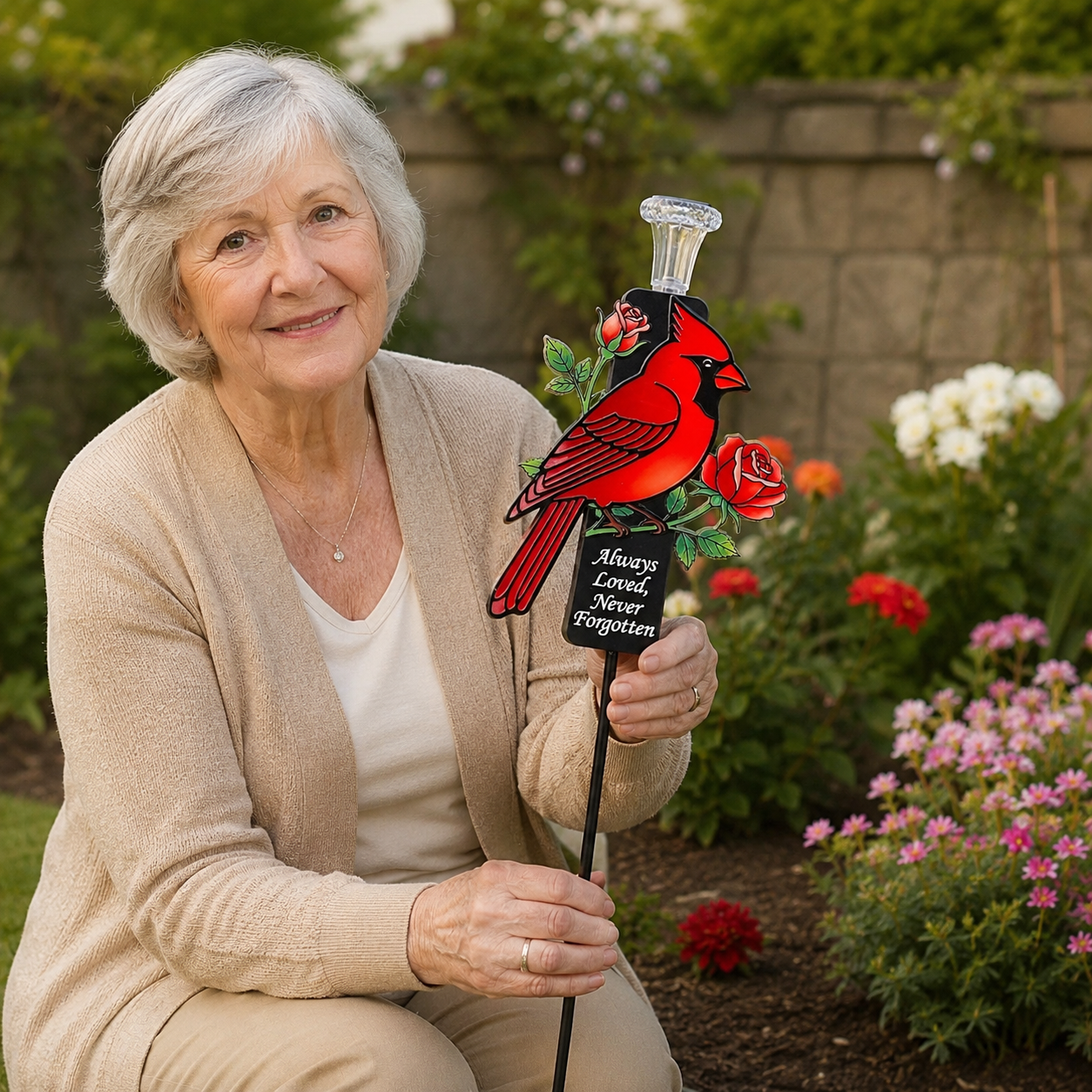 Cardinal Memorial Solar Garden Stake Light